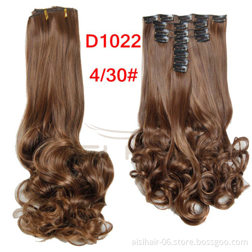Aisi Hair Long Wavy 18 Clips in Hair Extension 10pcs/set Synthetic False Hairpieces Heat Resistant Hair Pieces